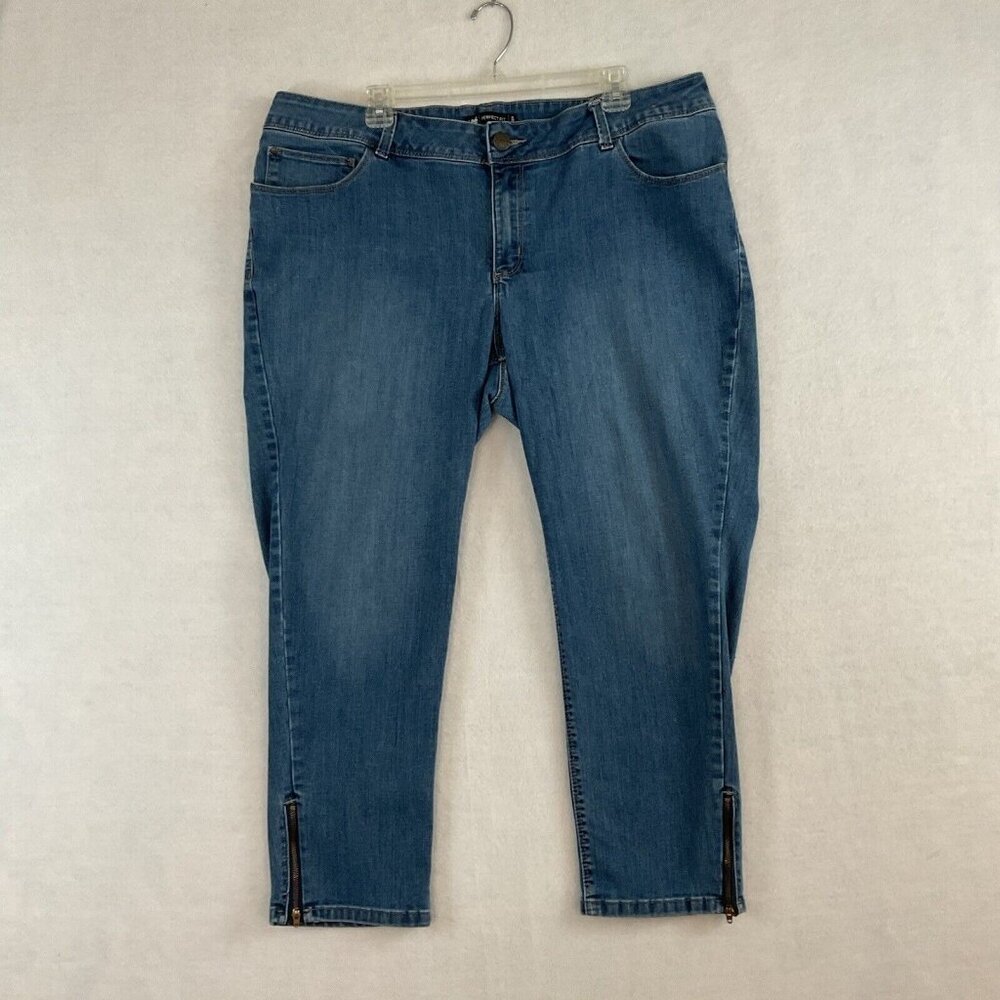 Lee Perfect Fit Jeans Womens Size 22W Blue Denim Side Ankle Zipper Medium‎ Wash